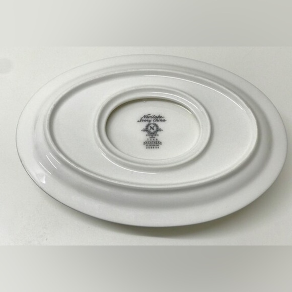 Vintage NORITAKE IVORY CHINA Japan Heather 7548 Platinum Silver Trim Gravy Boat - Picture 9 of 10